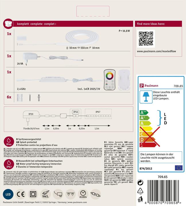 Image du produit Paulmann Kit MaxLED Flow Stripe (Multicolore, 150 cm, Intérieur)