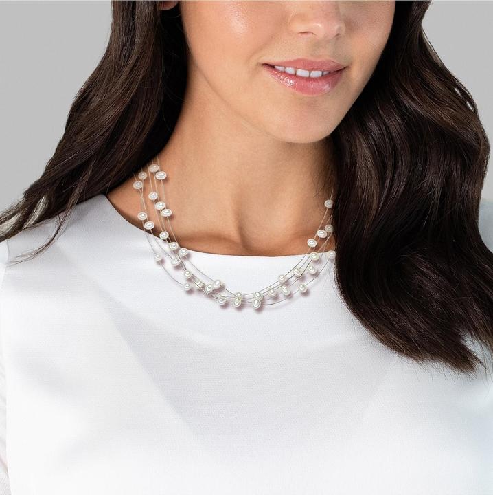 Image du produit Valero Pearls Femme en argent sterling perle d'eau douce de culture argent 45,0 cm chaîne de base + 5,0 cm (Argent Sterling, 45 - 50 cm)