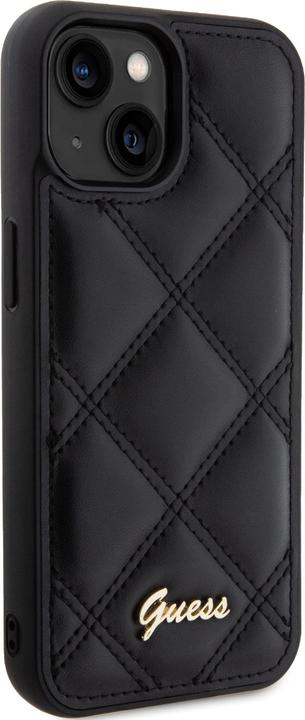 Actual product image Guess GUHCP15SPSQSQSK iPhone 15 6.1" czarny/black hardcase Quilted Metal Logo (Apple iPhone 15)
