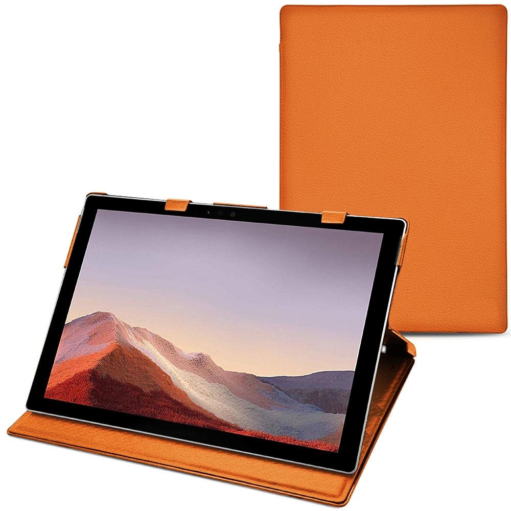 Thumbnail - Noreve Lederschutzhülle vertikal (Microsoft Surface Pro 7), Tablet Hülle, Orange