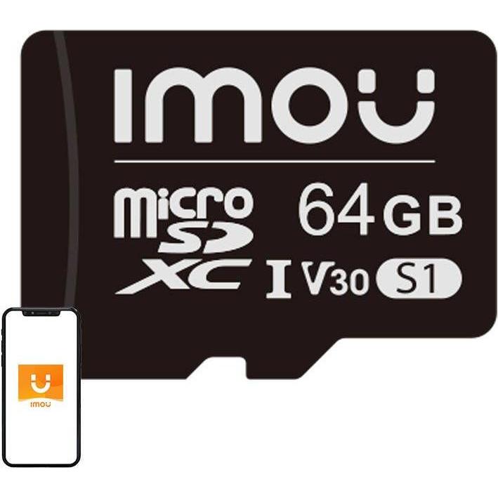 Imou Memory card microSD (UHS-I, SDXC, 10/U3/V30, 95/38) (64 GB, microSD, U1, UHS-I), Speicherkarte