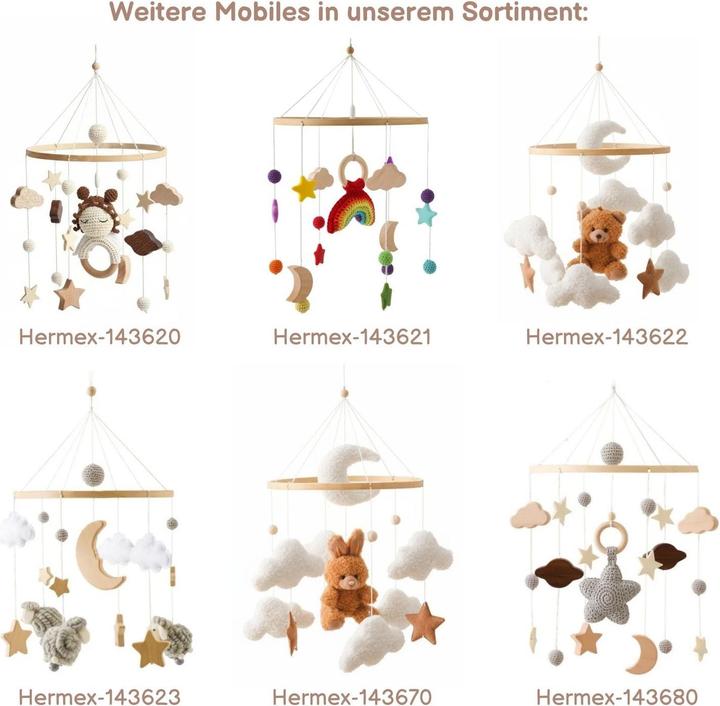 Immagine prodotto Hermex Babymobile Teddybär Hängemobile Mobile Babyspielzeug Schlafmobile