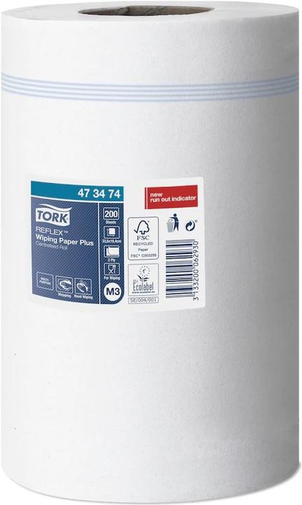 Tork Reflex multi-purpose cleaning roll, 2-ply, white, 67 m thick, paper wipes made of tissue (1 x)