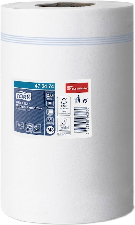 Actual product image Tork Reflex multi-purpose cleaning roll, 2-ply, white, 67 m thick, paper wipes made of tissue (1 x)