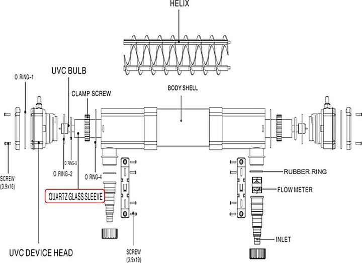 Actual product image SunSun Spare Part CUV-272 Quartz Glass Sleeve A 72W Clarifier UVC Device