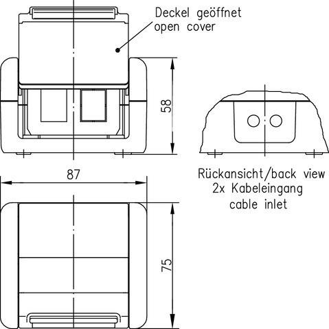 Actual product image Telegärtner Network socket surface mount CAT 5e, CAT 6, CAT 6A Gray (H02000a0070)