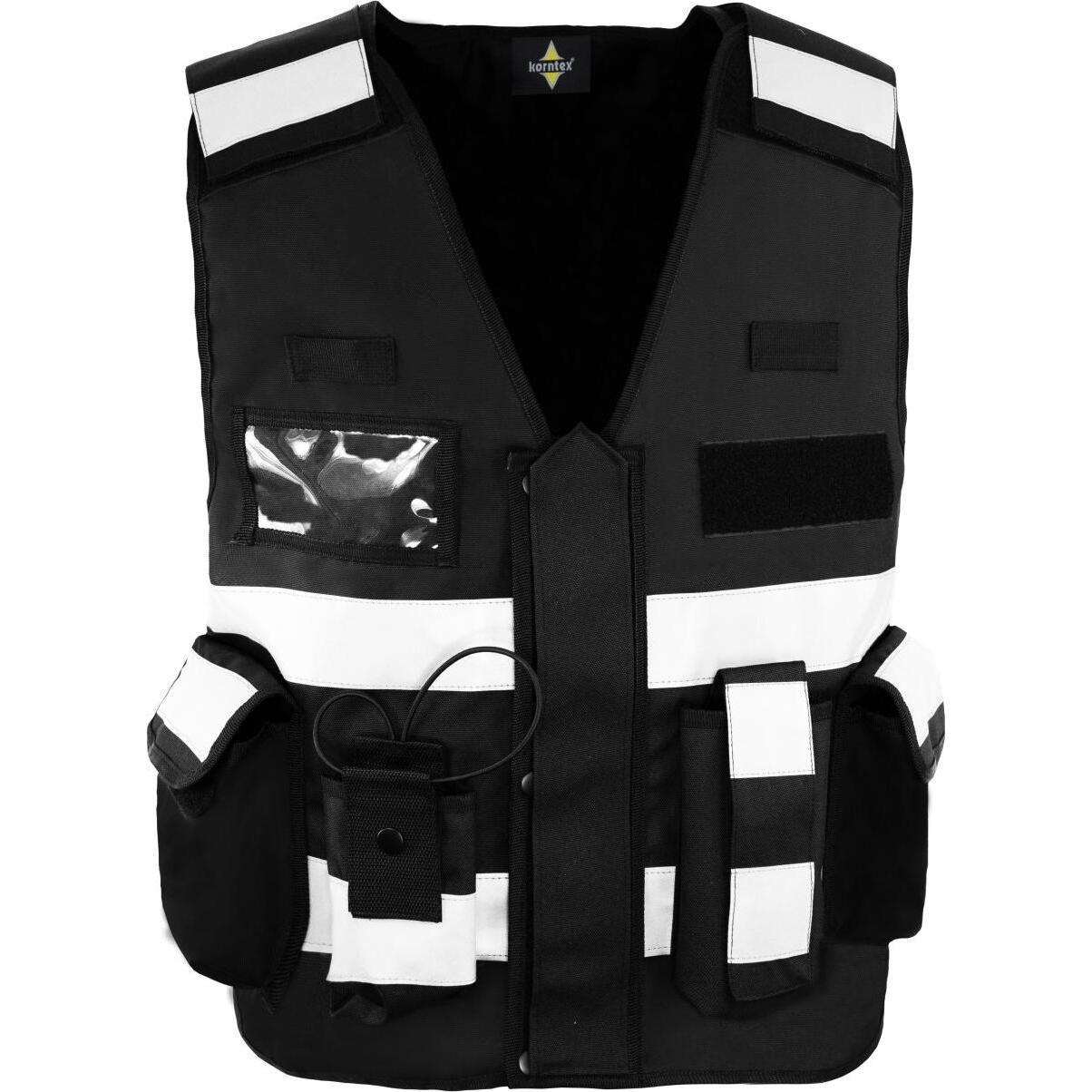 Korntex, Warnweste + Warnshirt, Weste Tactical Bonn Schwarz mit Reissverschluss XXL/4XL STANDARD 100 by OEKO-TEX  KXTAC ...