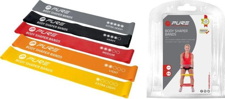 Produktbild Pure Widerstandsbänder 5er Set Schwarz, Grau, Orange, Rot, Gelb, Schaumstoff, Gummi (0.30 m, Extra Leicht, Extra Stark, Leicht, Mittel, Stark)