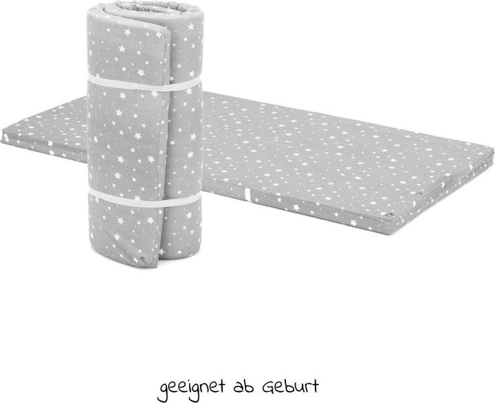 Produktbild Fillikid Reisebettmatratzen Reisebett-Rollmatratze 120 x 60 cm - Sterne Grau (120 x 60 cm)