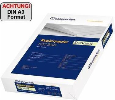 Produktbild Soennecken Kopierpapier Standard 5533 DIN A3 80g weiss 500 Bl./Pack (80 g/m², 500 x, A3)