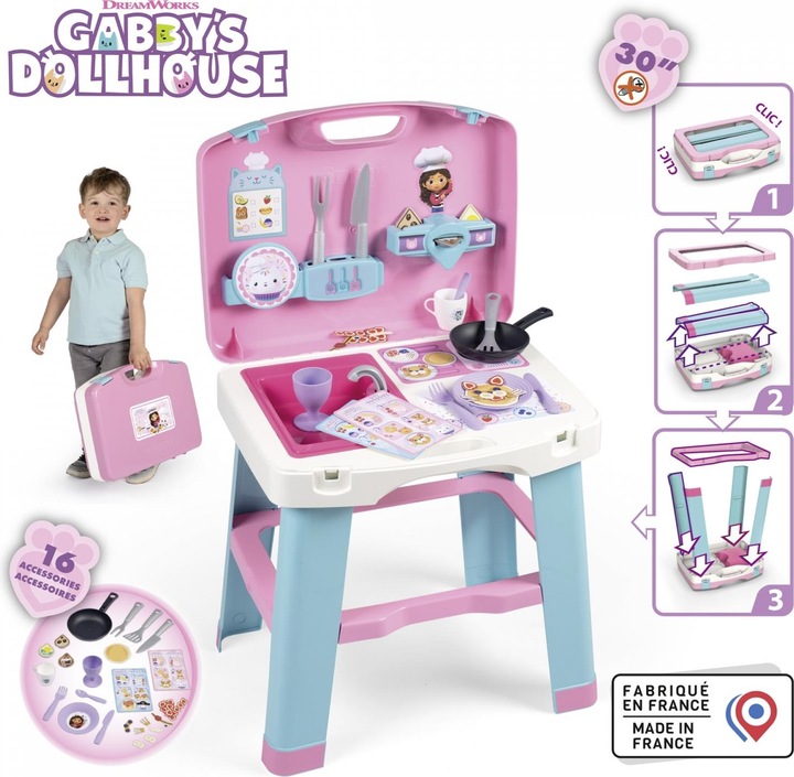 Produktbild Smoby Gabby's Dollhouse Mobile Spielküche (43 x 35 x 76 cm) – Mit 13 Zubehörteilen – für Kinder ab