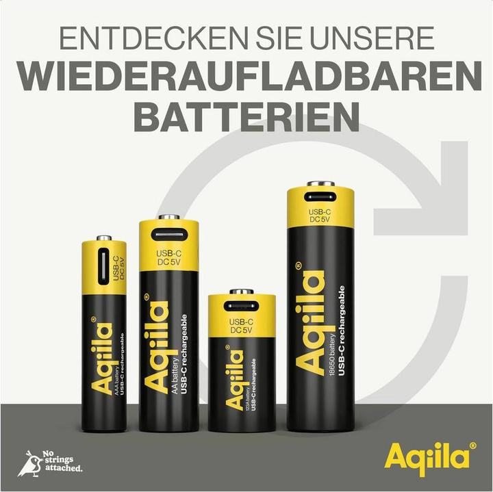 Produktbild Aqiila - USB-C Wiederaufladbare Batterie - AA - 2000 mAh - 4er-Pack (4 Stk., AA, 2000 mAh)