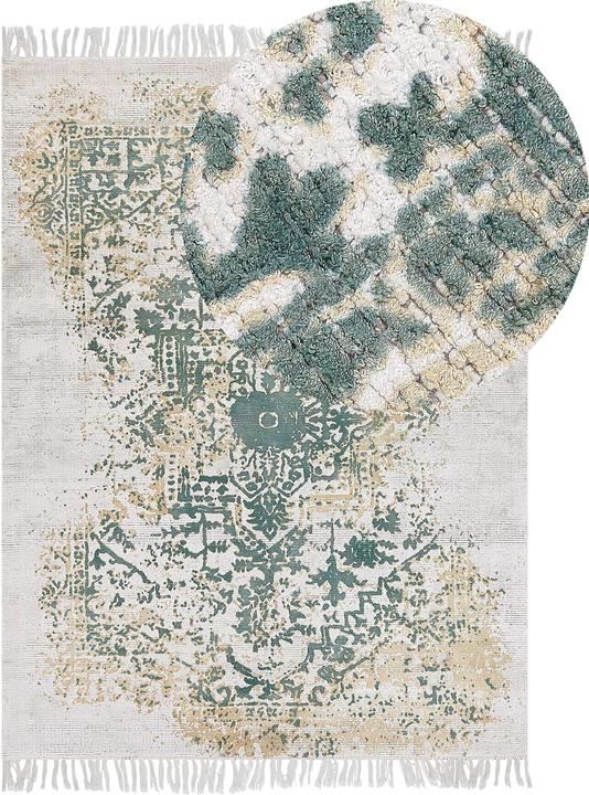 Produktbild Beliani Lumarko Viskoseteppich 140 x 200 cm Beige und Grün BOYALI. (140 x 200 cm)