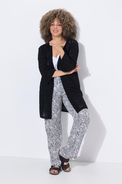 Produktbild Ulla Popken Long-Strickjacke, Ajourstrick, offene Form, 3/4-Arm (62)