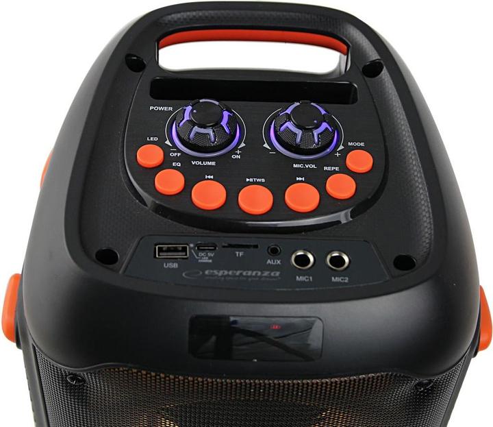Actual product image Esperanza EP156 BT FM LED RGB KARAOKE speaker black 20W (5 h)