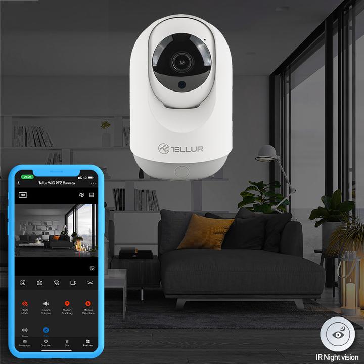 Produktbild NoName Tellur WiFi Smart kamera, Pan &Tilt, 3MP, UltraHD, bÃ­lÃ¡ (2304 x 1296 Pixels)