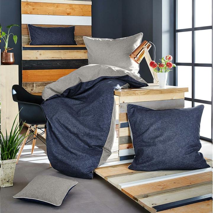 Produktbild Biberna Melange Flanell Wendebettwäsche 840500 (Duvetbezug, 155 x 220 cm, 80 x 80 cm)