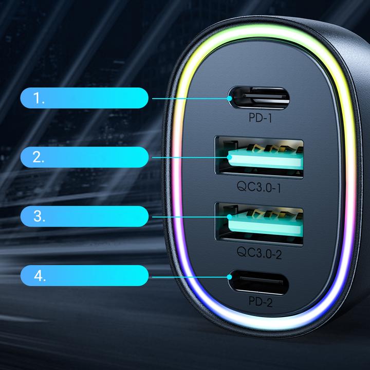 Image du produit Joyroom Chargeur de voiture 70W 4 ports