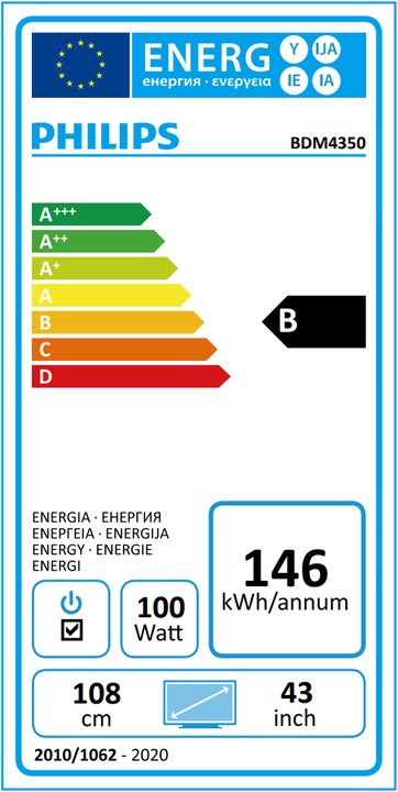 Etichetta energetica Philips Briliance BDM4350UC (3840 x 2160 pixel, 43")