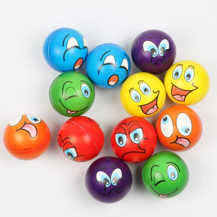 Produktbild I Am Creative Anti-Stress Schaumstoffbälle Emoji, 12er Set, Ø6cm, Fidget Knautschbälle, bunt