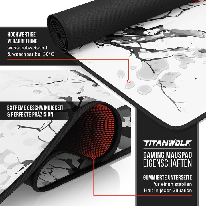 Image du produit Titanwolf Gaming Mauspad, XXXL Speed Mausmatte 1200 x 600mm, Geschwindigkeit & Präzision, Japan Ink Painting (XXL)