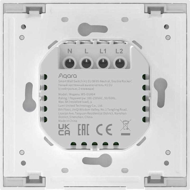 Image du produit Aqara Smart Wall Switch H1 Grau With Neutral, Double Rocker (Zigbee)