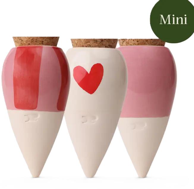 Immagine prodotto Bewässerungskegel Mini Ollas Rosa Herzen (3er Set) (Cono di argilla)