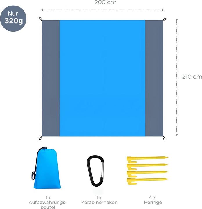 Image du produit Hermex Serviette de plage Couverture de plage sans sable Tapis de pique-nique Serviette de plage (210 x 200 cm)