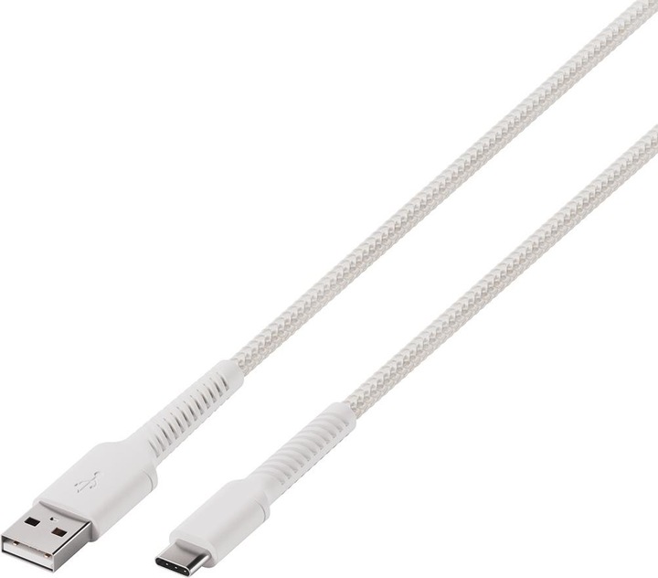 Actual product image Vivanco Longlife USB-C cable, nylon, USB-A plug<> USB-C plug, max. 60W, white, 0.5m (0.50 m, USB 3.0)