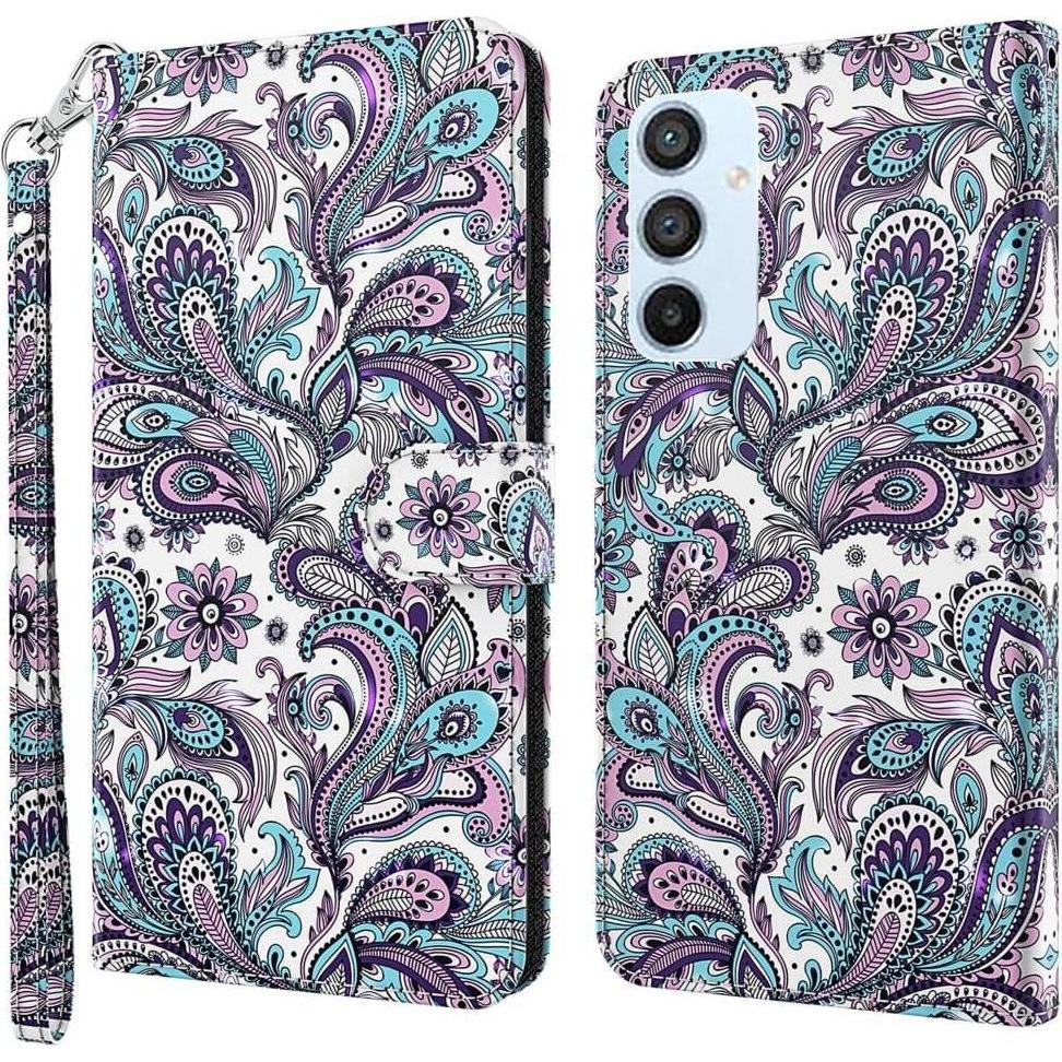 Cover-Discount Galaxy A54 - Etui Glitzer Effekt Paisley (Samsung Galaxy A54 5G), Smartphone Hülle, Mehrfarbig