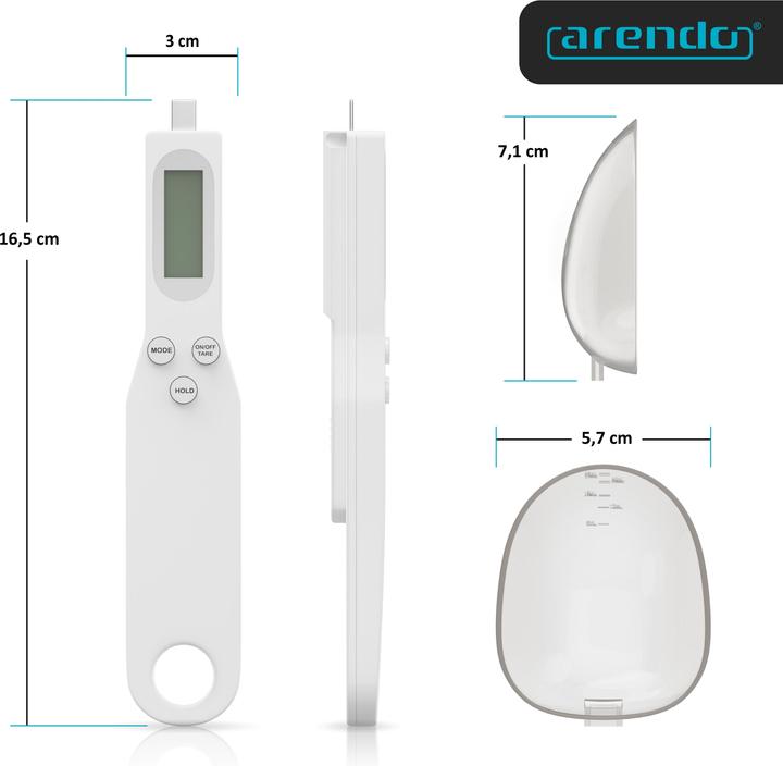 Actual product image Arendo Löffelwaage digital Küchenwaage Feinwaage, LCD-Anzeige, 0,1g Auflösung, max. 500g, Tarafunktion