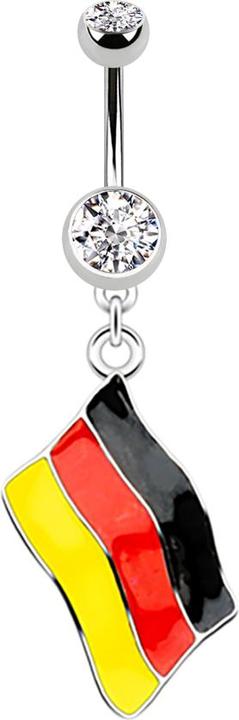 Immagine prodotto Star Piercing Banane silber mit Anhänger Flagge Deutschland (senza ottone, Acciaio chirurgico 316L)