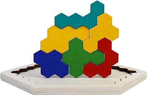 Actual product image Activity Board Hexagonal wooden puzzle box toy, puzzle from 4, creative learning toy, promotes spatial awareness