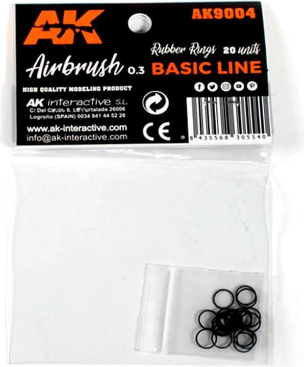 AK Interactive Rubber Rings - 20 units (Airbrush Basic Line 0.3)