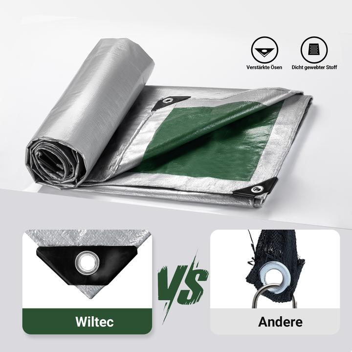 Actual product image Wiltec weatherproof tarpaulin green grey 4x3m PE tarpaulin 120g/m² garden tarpaulin (4 x 3 m)
