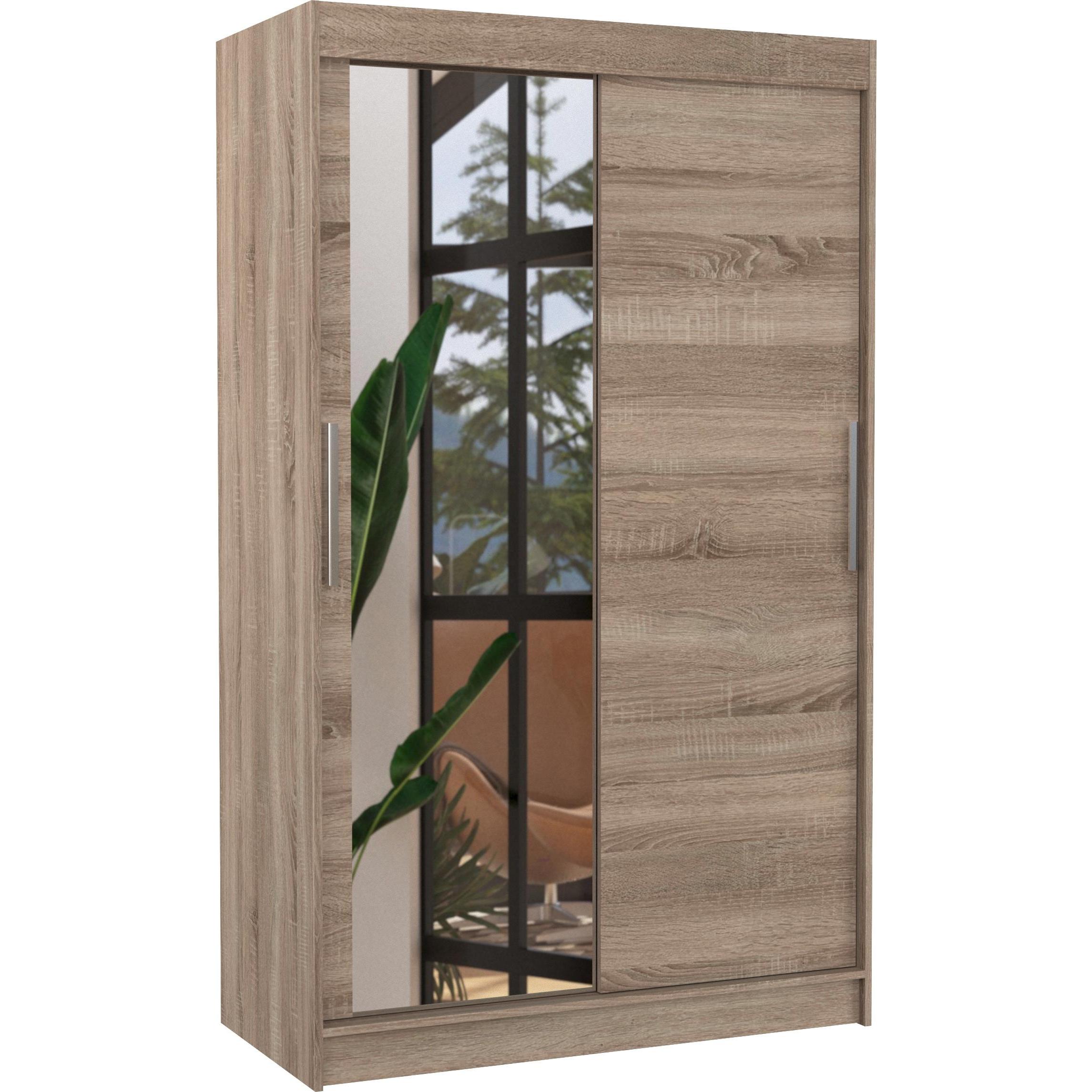 ADRK Furniture, Kleiderschrank, Verspiegelter Schiebeschrank BARIO 120 (120 x 58 x 200 cm)