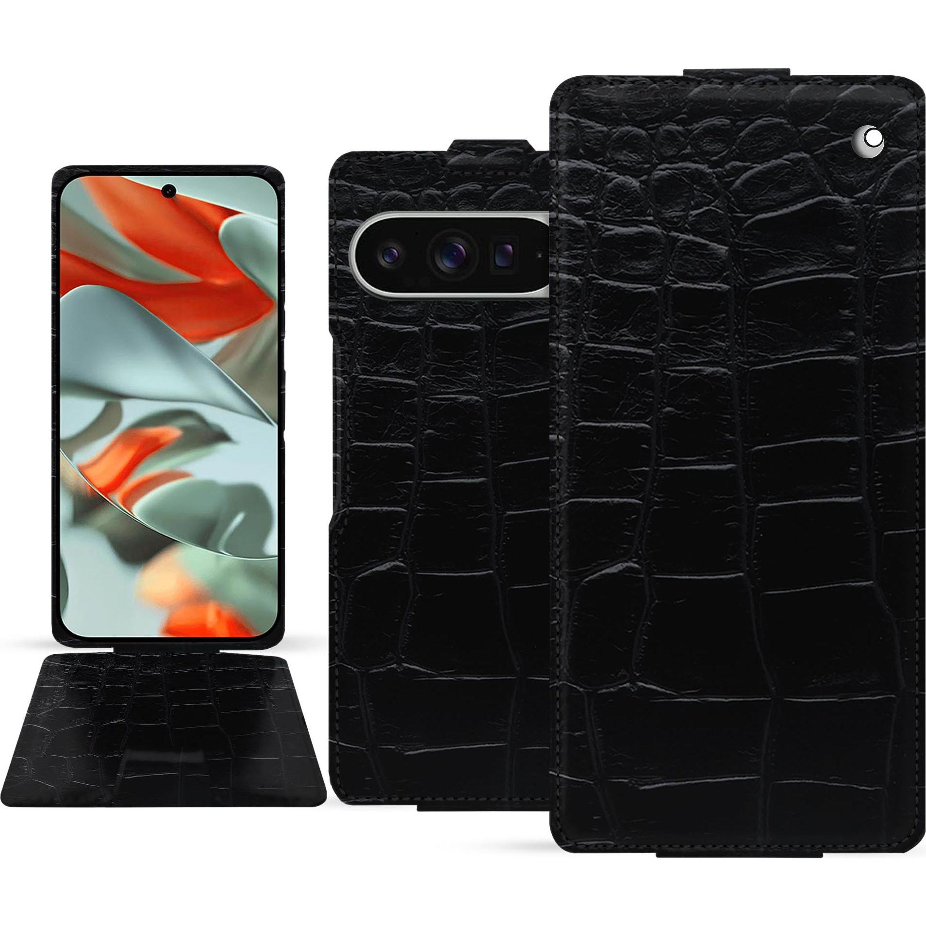 Noreve Lederschutzhülle vertikal (Google Pixel 9 Pro XL), Smartphone Hülle, Schwarz