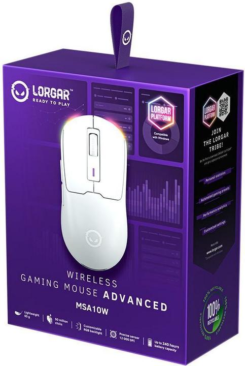 Immagine prodotto Lorgar Mouse per computer MSA10W, Mouse da gioco wireless avanzato, bianco