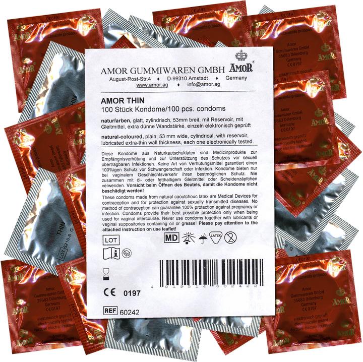 Actual product image Amor Thin" 100 extra-thin condoms for an especially intimate feeling, maxipack (100 pcs.)