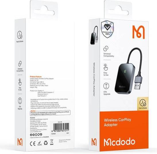 Actual product image Mcdodo CarPlay wireless adapter