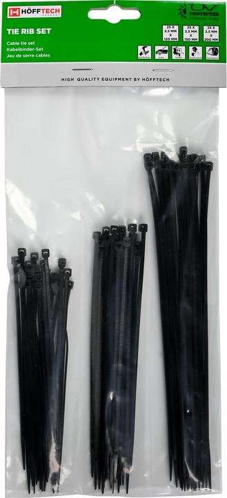 Actual product image ProPlus Cable ties / 75 pieces in 3 sizes black (Plastic cable ties, 120 mm, 75 pcs.)