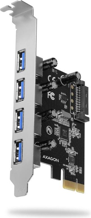 Axagon PCEU-430VL Kontroler PCIe 4x port USB 3.2 GEN 1, UASP, chipset VIA