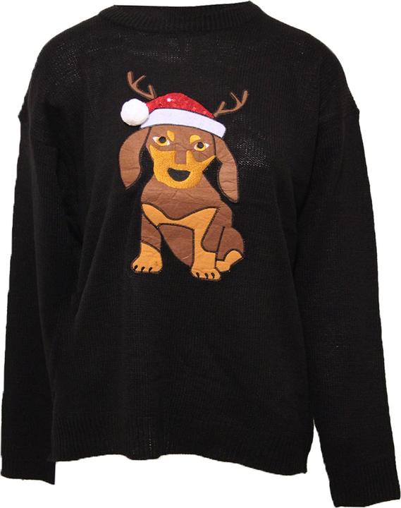 Actual product image Brave Soul Womens Have A Merry Christmas Dog Jumper (XS)