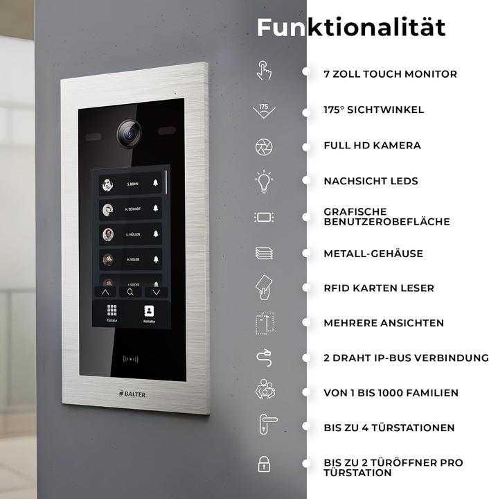 Immagine prodotto Balter EVO-HD Video-Türsprechanlage mit Touchscreen (Cablato, WiFi)