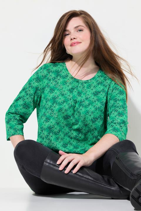 Produktbild Ulla Popken Shirt, Blüten, A-Linie, Rundhals, 3/4-Arm (42, 44)