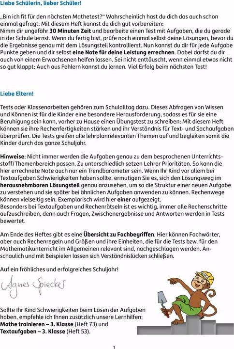 Produktbild Tests in Mathe - Lernzielkontrollen 3. Klasse (Deutsch, Agnes Spiecker, Gisela Specht, 2023)