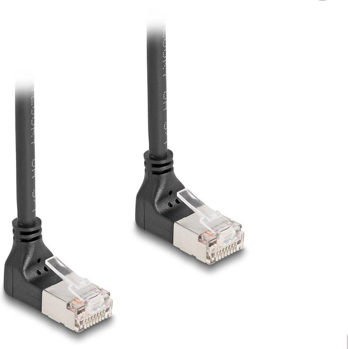 Actual product image Delock RJ45 network cable Cat.6A S/FTP Slim 90° top / top (S/FTP, CAT6a, 0.50 m)