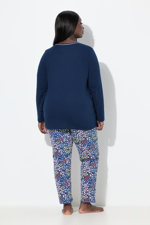 Produktbild Ulla Popken Pyjama, Blüten, Rundhals, Langarm (58)