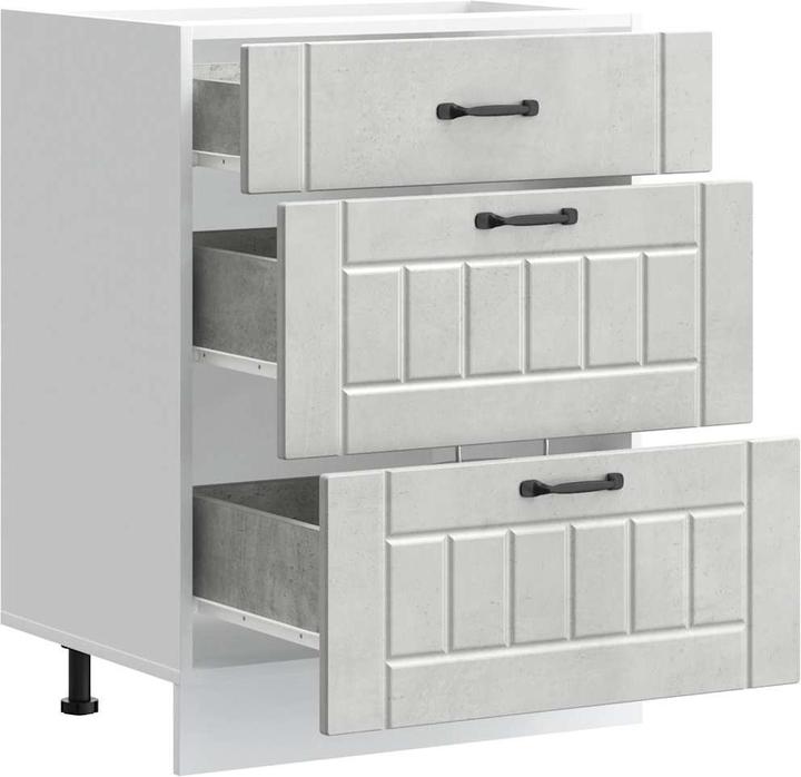 Produktbild vidaXL Küchen-Unterschrank Lucca Betongrau Holzwerkstoff Spülenunterschrank (60 x 46 x 81.5 cm)