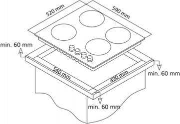 Actual product image Simfer H6.040.DECSP Built in Hob, 60 cm, 4 VTC, Touch Control, Cado Connection, Black Glass Vitrocer (59 cm, Glass ceramic hob)